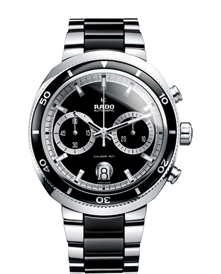مردانه بزرگ کرنوگراف اتومات قاب استیل مشکی اسکوبا