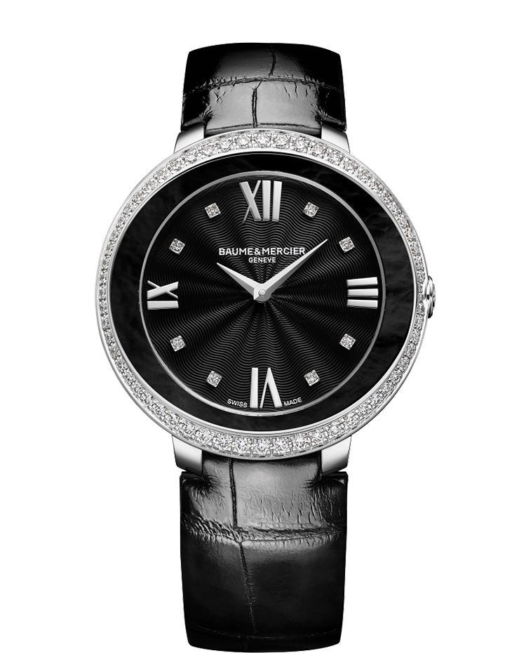 زنانه بزرگ کوارتز قاب استیل مشکی برلیان‌دار
